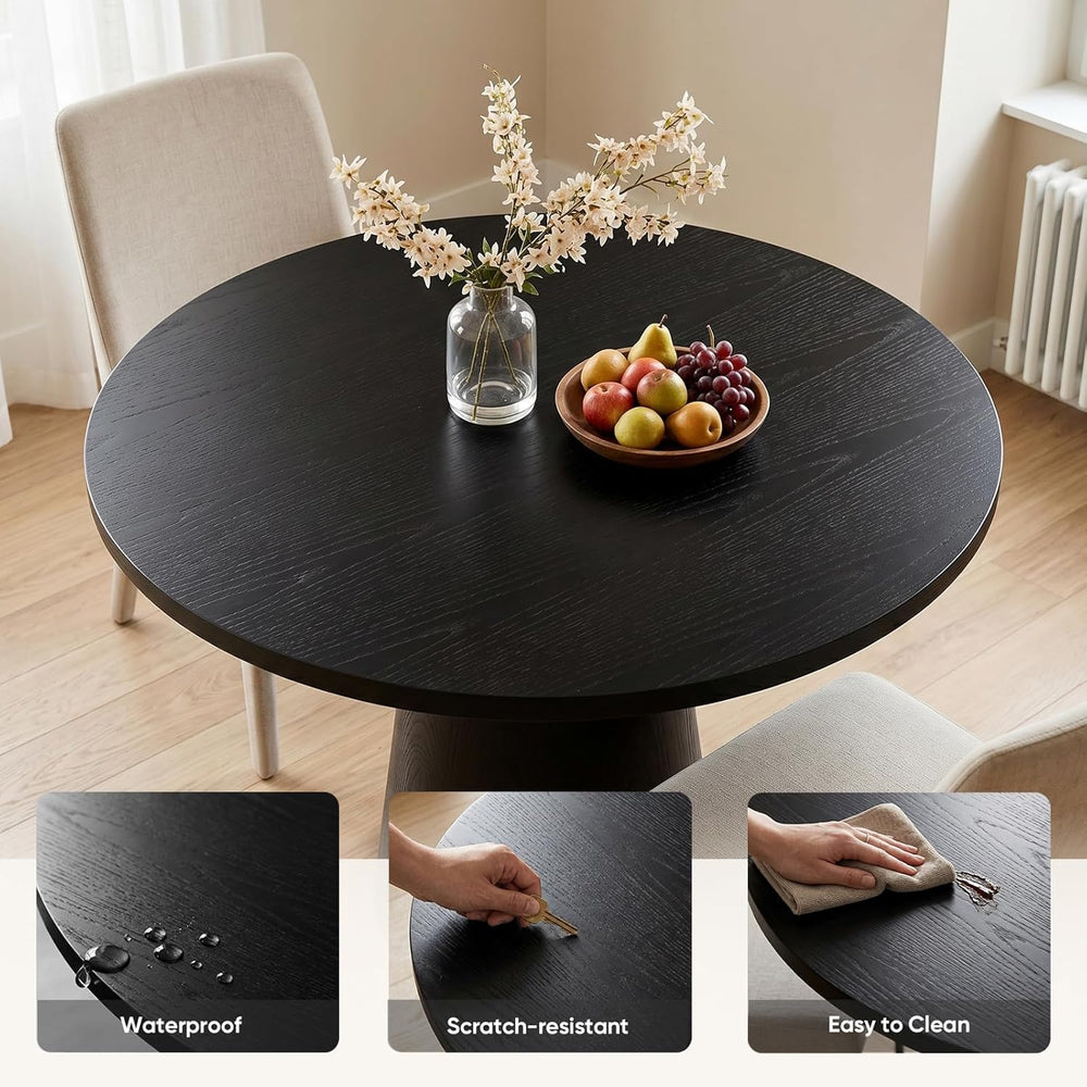 Comfy to go 35" Round Dining Table Wood for 2-3, Modern Farmhouse Kitche...