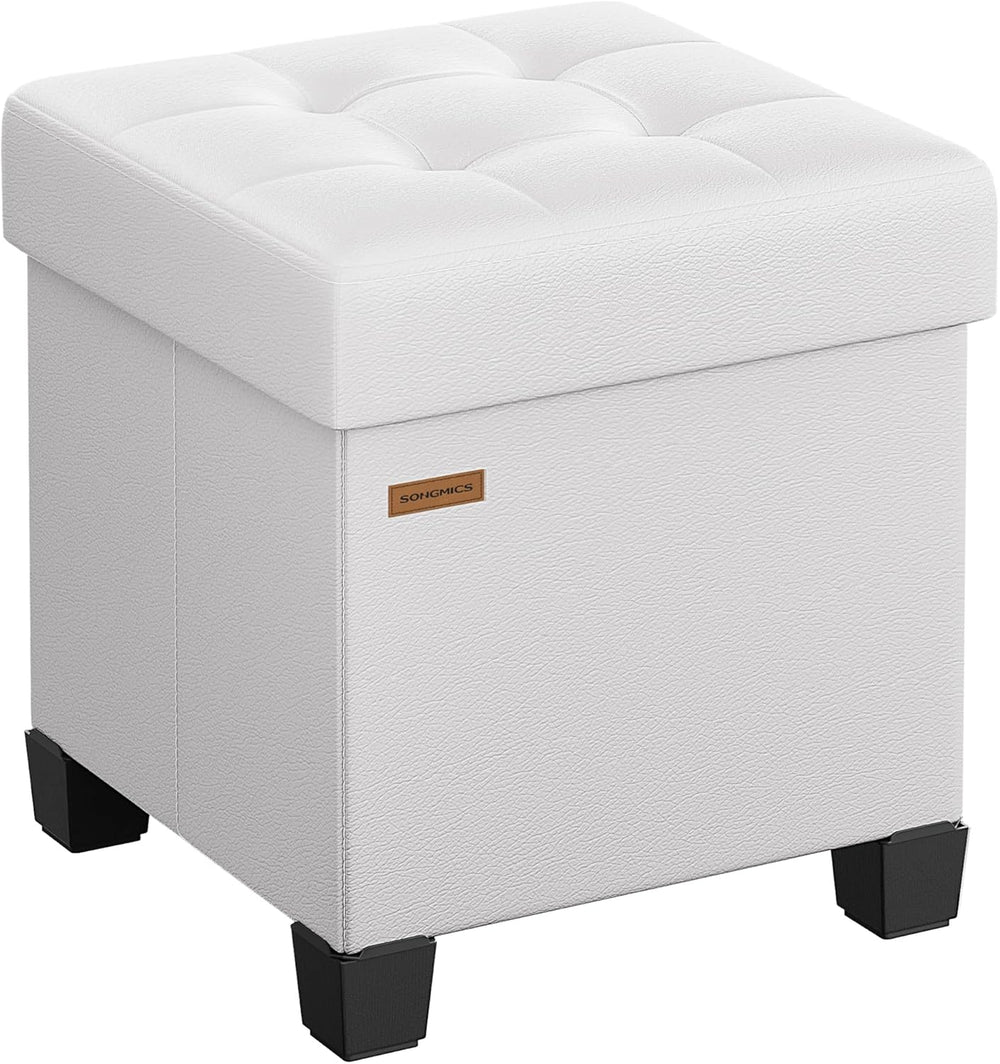 SONGMICS Storage Ottoman, Cube Ottoman with Legs, 15 x 15 x 15.7 Inches, Foot...