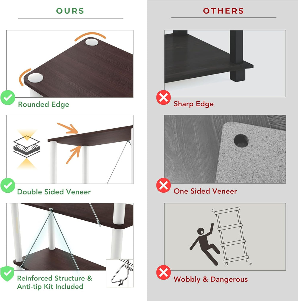 Homes: Inside + Out Apexa Modern 4-Tier Narrow Shelving Units, Collectibles D...