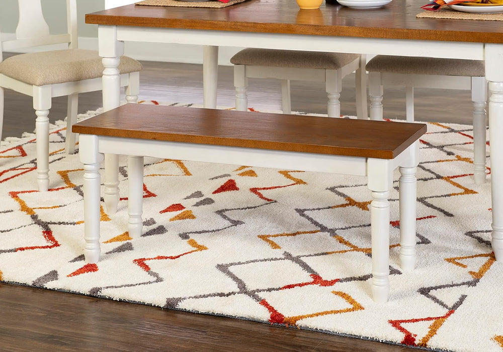 Willow White Backless Dining Bench with Honey Brown Wood Top by Powell