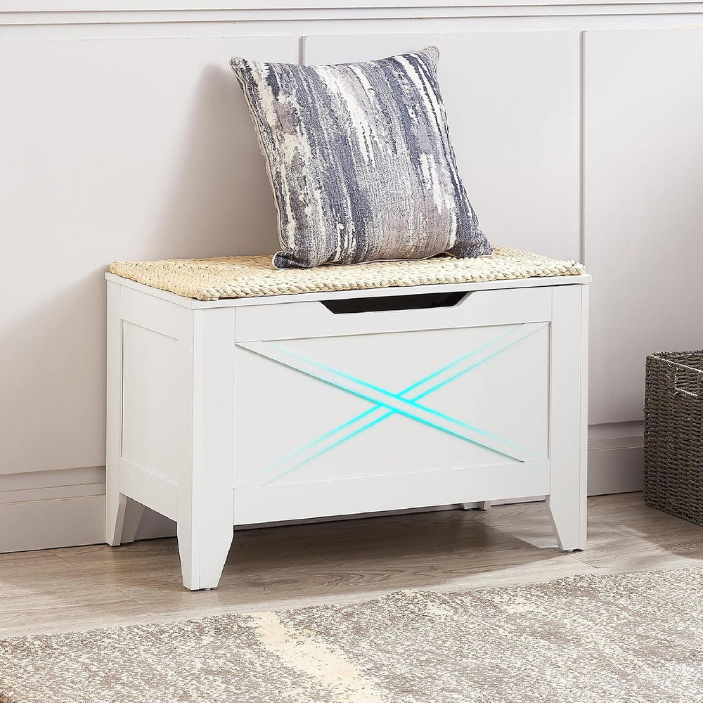 VECELO 30" Storage Chest with Lift Top Storage, Farmhouse Style Ottoman ...