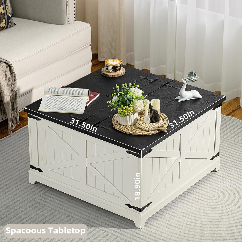 Joaxswe Farmhouse Coffee Table Set of 3, Charging Station Sets