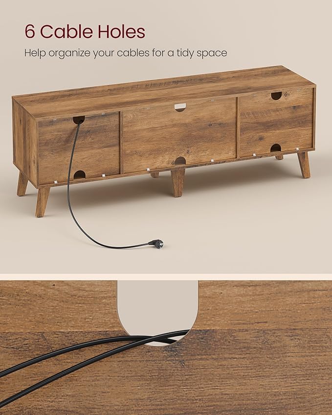 VASAGLE TV Stand for 65-Inch TVs, Entertainment Center with Adjustable Shelf,...