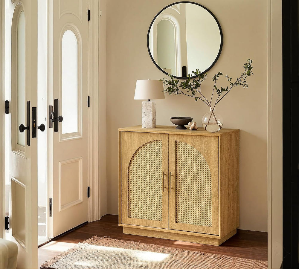 31.5" Sideboard Buffet Cabinet with Storage, Light Oak, 3pcs