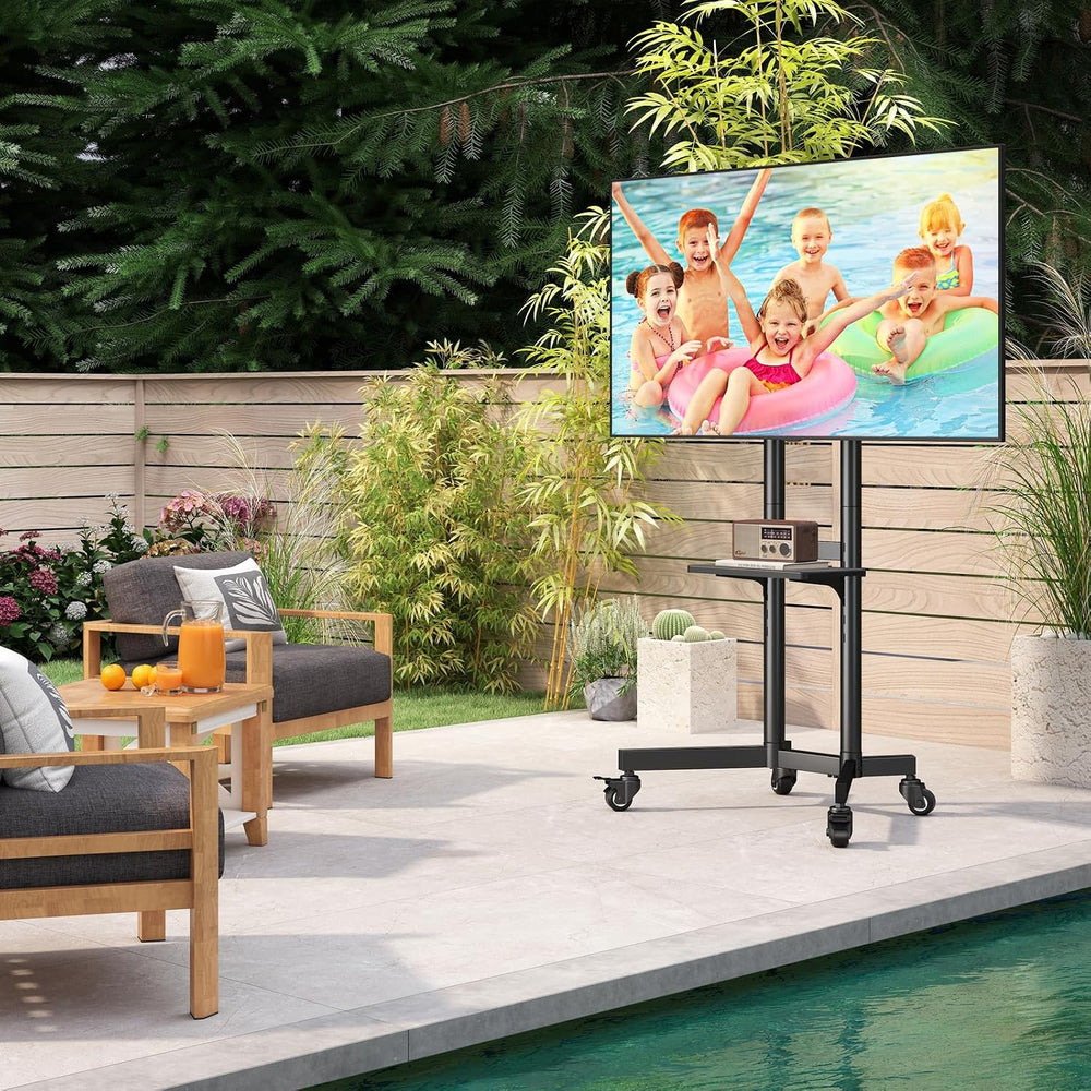 Rolling TV Stand with Shelf for 32-85 inch TVs up to 150lbs, Portable Mobile ...