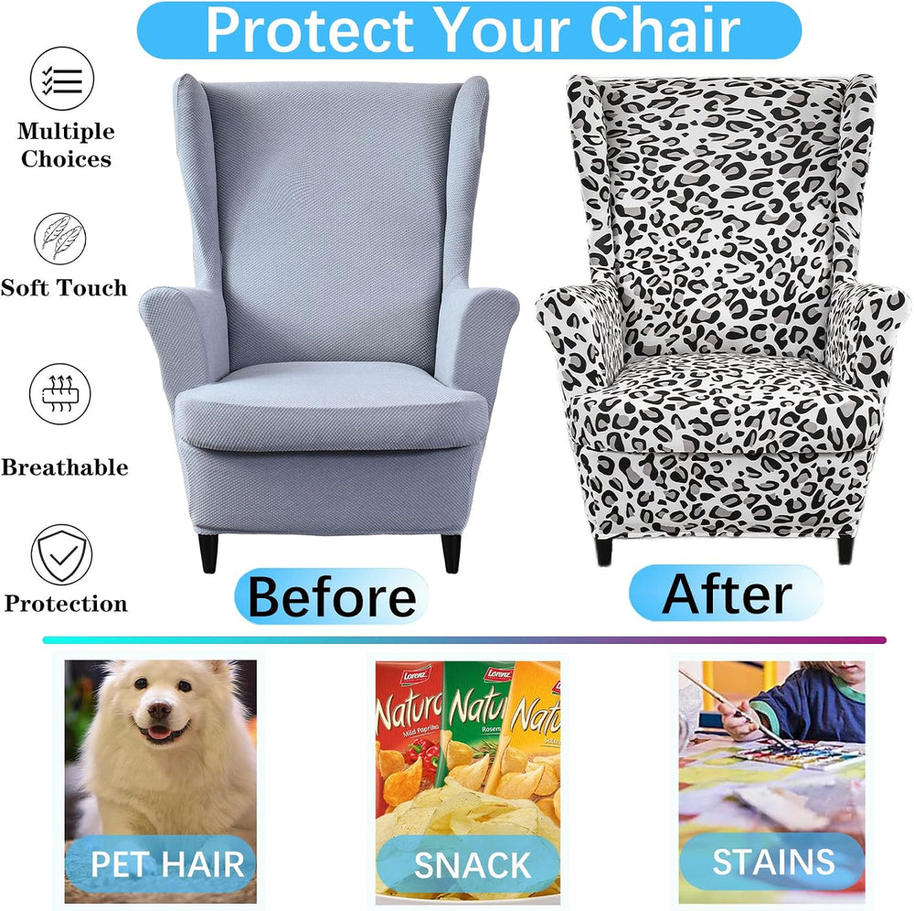 Wing Chair Slipcover, 2-Piece Printed Wingback Chair Cover