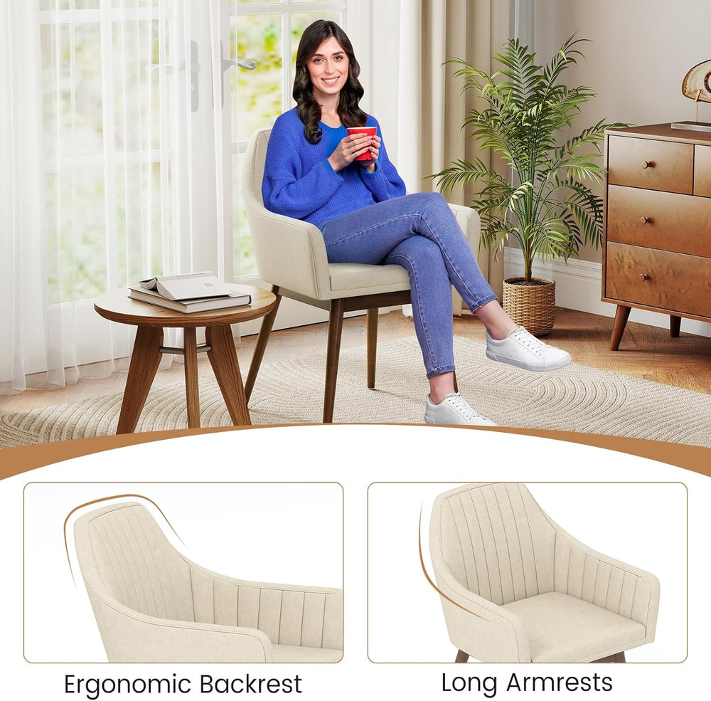GOFLAME Upholstered Dining Chairs Set of 4, Fabric Kitchen Chairs with Rubber...