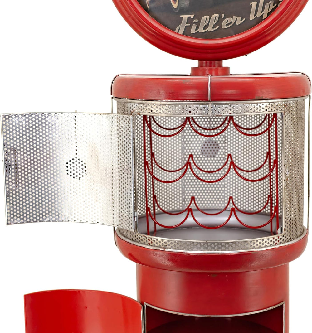 Zaer Ltd. Vintage Style Gas Pump Wine Rack with LED Light Accents, Route 66 D...