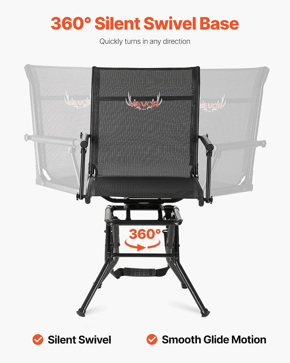 VEVOR Hunting Chair, 360° Silent Swivel, Foldable Lightweight Portable Blind ...