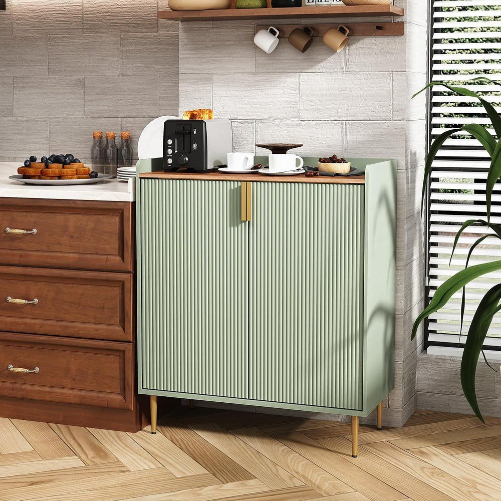 ARTPOWER Coffee Bar Cabinet with Wine Rack&Glass Holder, Sage Green