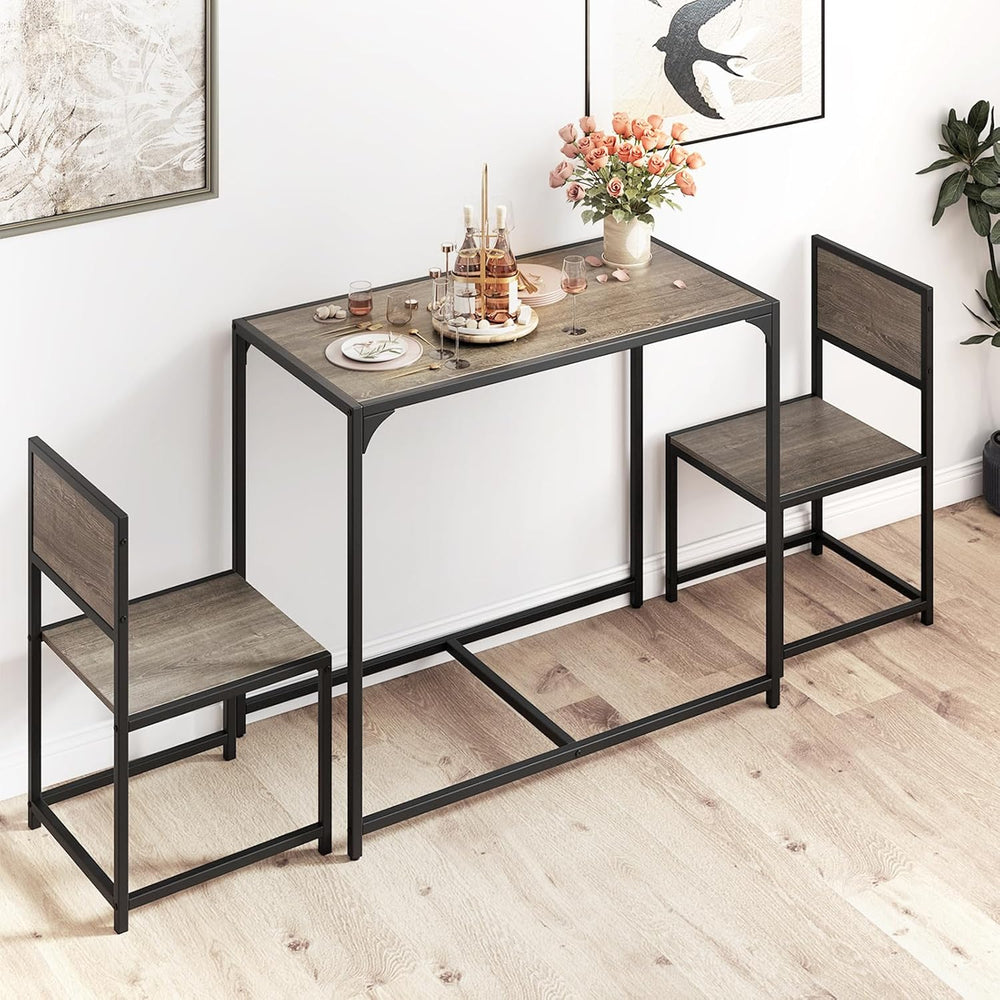 Giantex 3-Piece Dining Table Set for 2, Small Industrial Kitchen Table with 2...