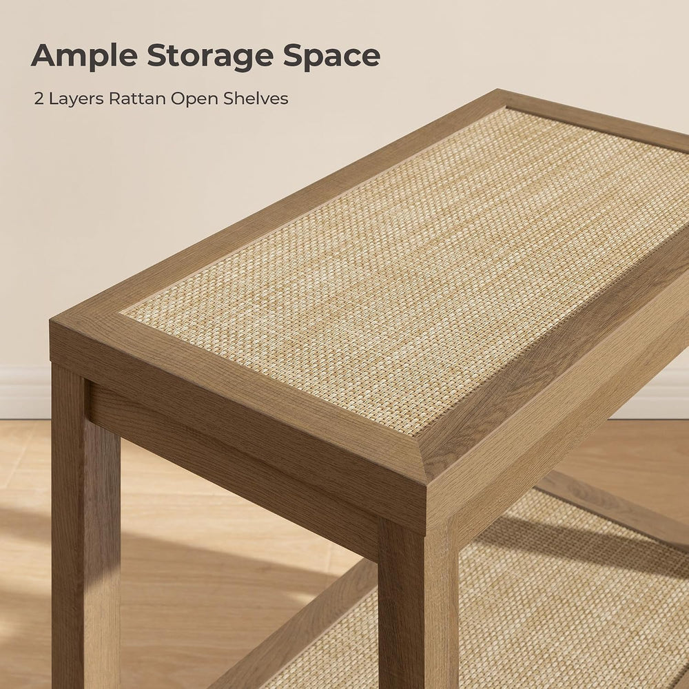 SICOTAS Rattan Side Tables Living Room Table, End Table with Storage