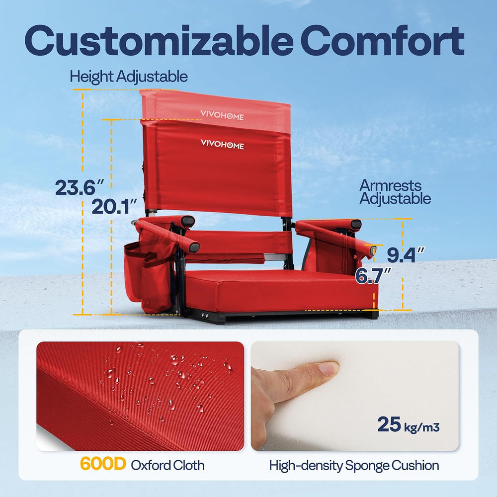 VIVOHOME Adjustable High Back Stadium Seats with Back Support and Cushion