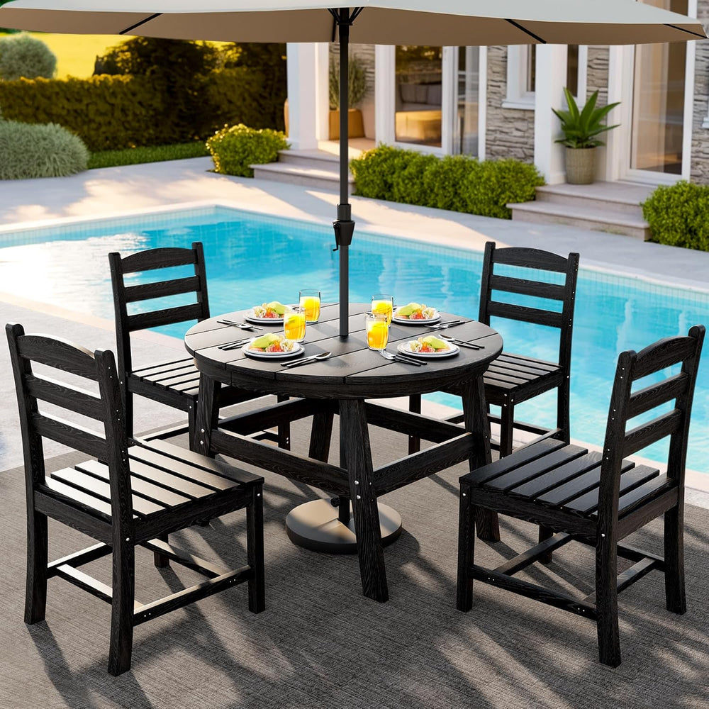 Patio Dining Set, 5-Piece HDPE Outdoor Dining Set for 4, Black