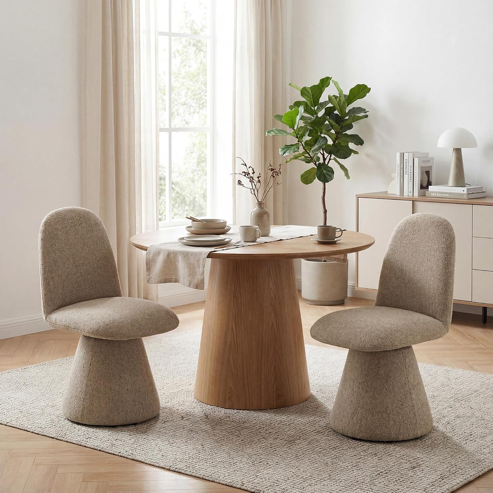 DUOMAY 360° Swivel Dining Chairs Set of 6, Mid Century Modern High Back Linen...