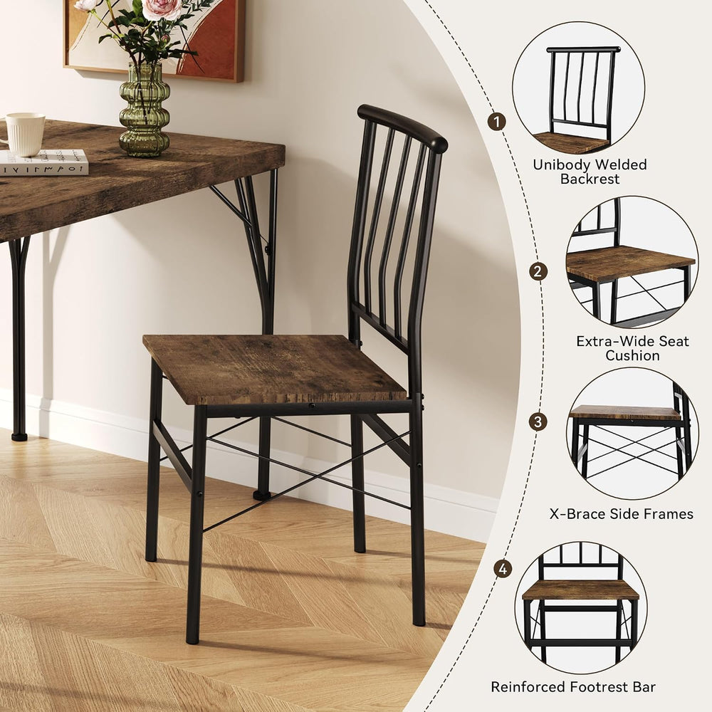 Dining Table Set for 4 with 1.6" Thick Tabletop, 5-Piece Kitchen Table S...