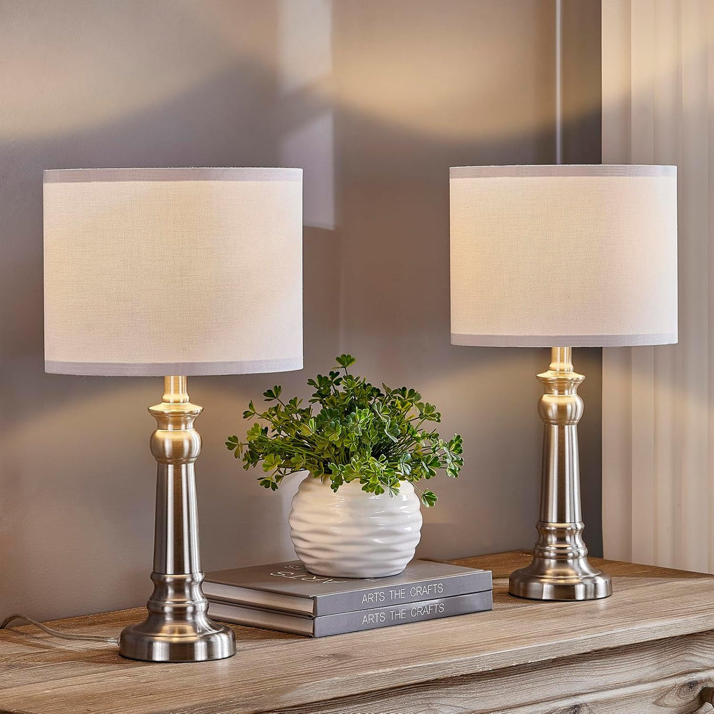 18" Table Lamps for Living Room, Modern Bedroom Lamps Set of 2 with Nick...