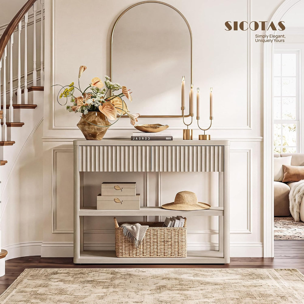 SICOTAS Fluted Entryway Table with Storage, 44.13" W Console Table with ...