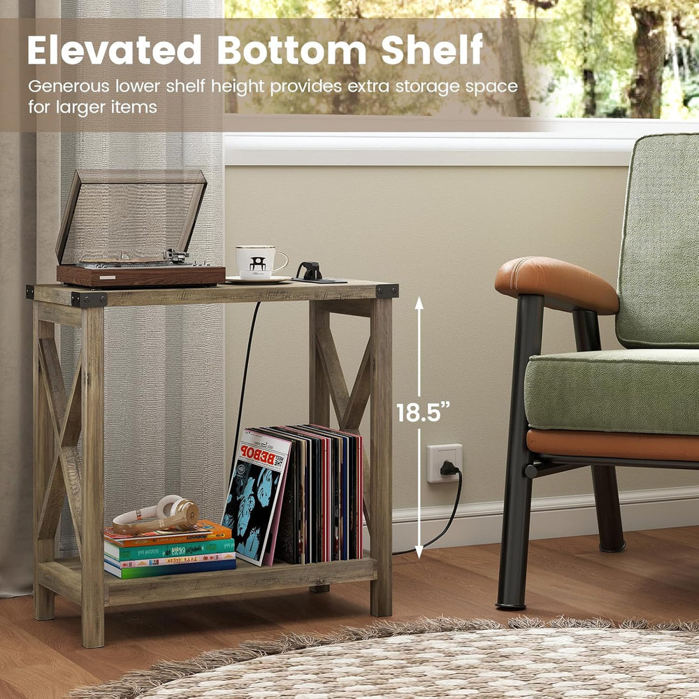 Hadulcet Farmhouse End Tables Living Room Set of 2 - Narrow Side Table with C...