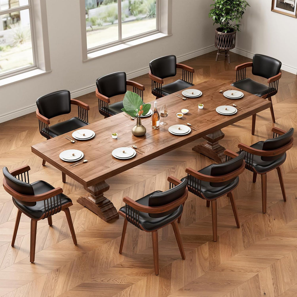 Dining Chairs with Armrest, Set of 4, Mid-Century Modern Kitchen Chair