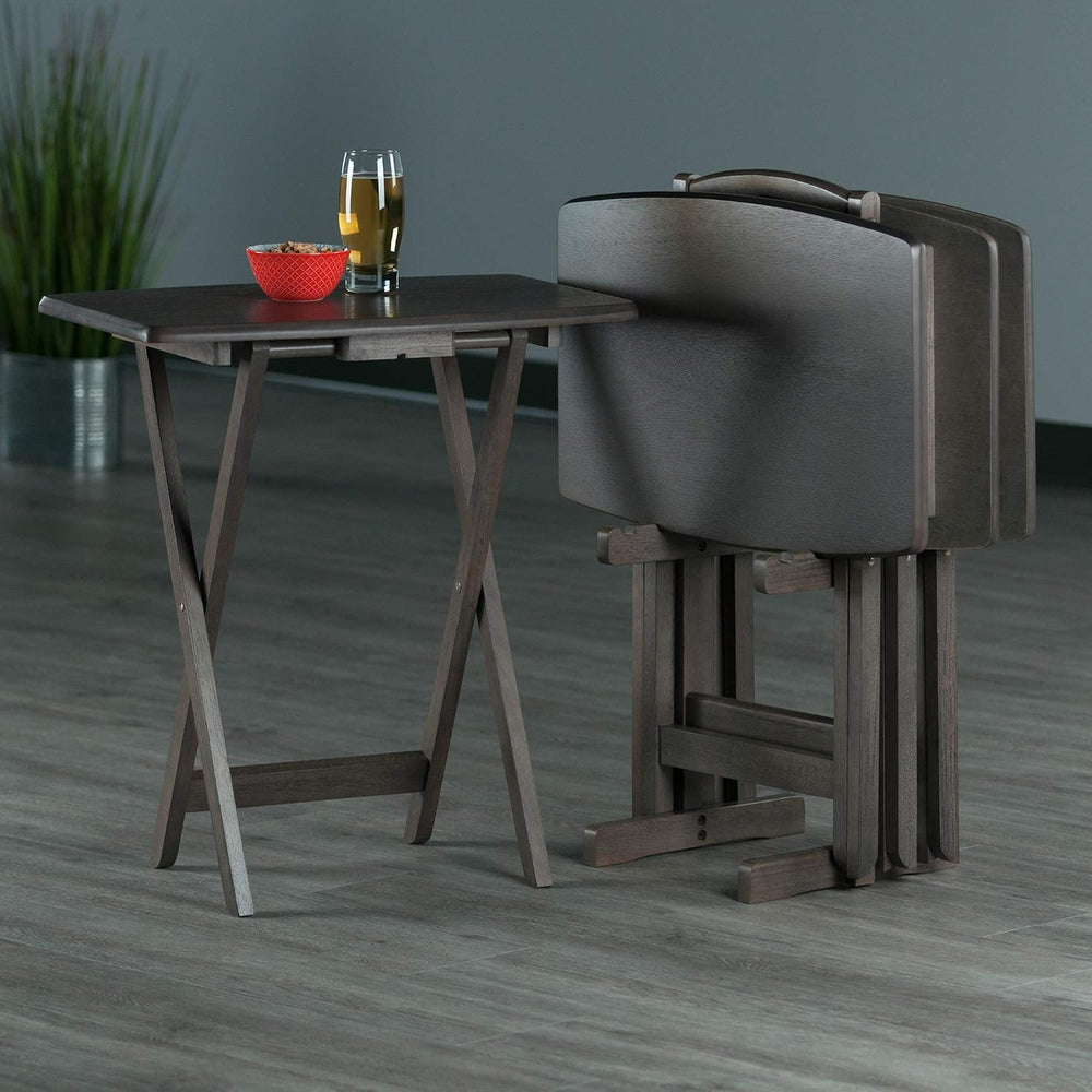 WINSOME Dorian Oversized Snack Table Set, Oyster Gray (Brown Base) (replace c...