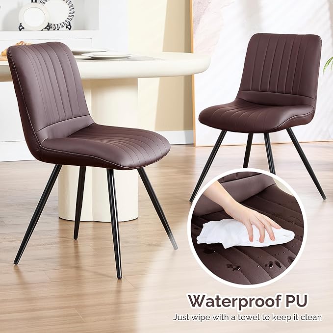 Dining Chairs Set of 2, Modern Dining Chairs with Thick Cushions, PU Leather ...