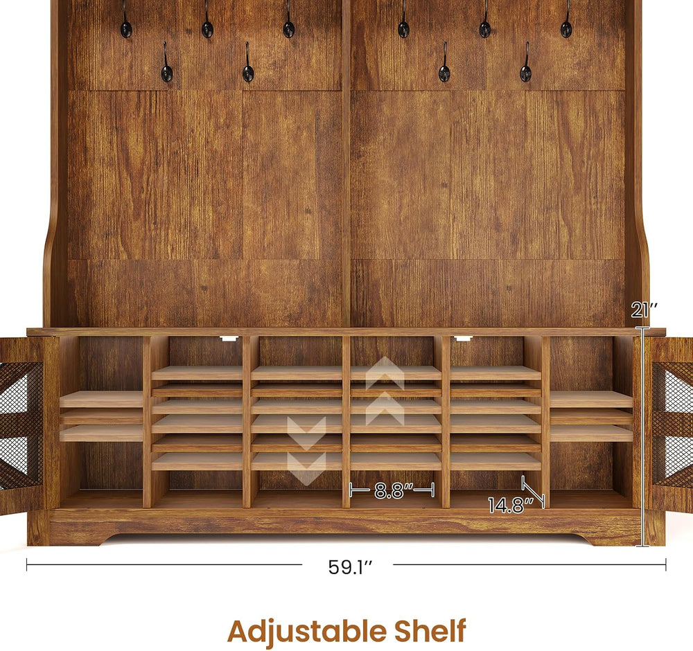 Itaar Hall Tree with Bench and Shoe Storage, 5-in-1 Entryway Bench with Coat ...