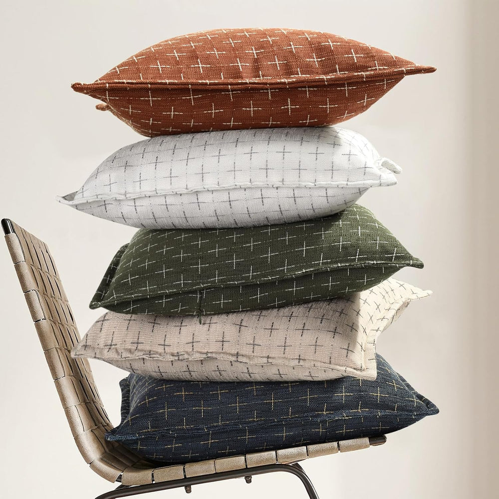 ZWJD Fall Throw Pillow Covers 26x26 Set of 2 Soft Polyester Textured Rust Pil...