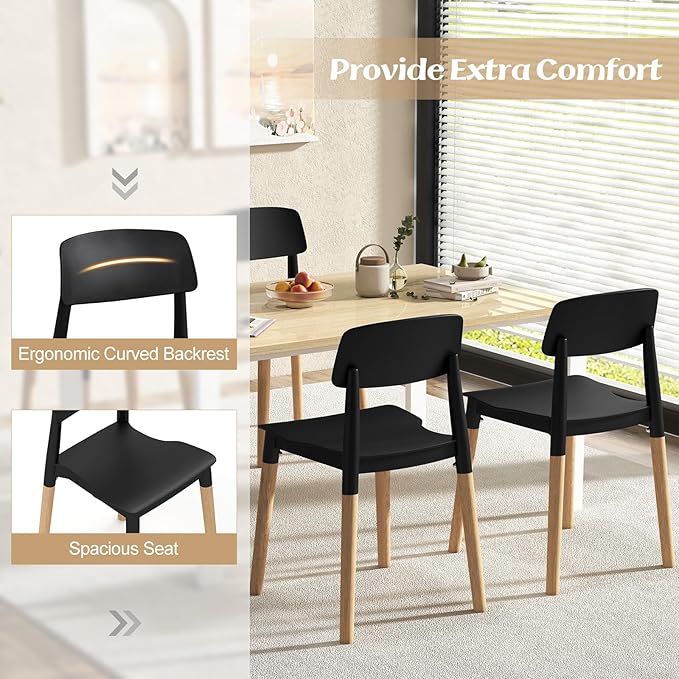 Giantex Modern Dining Chairs Set of 4, Plastic Dining Side Chair Set w/Sturdy...