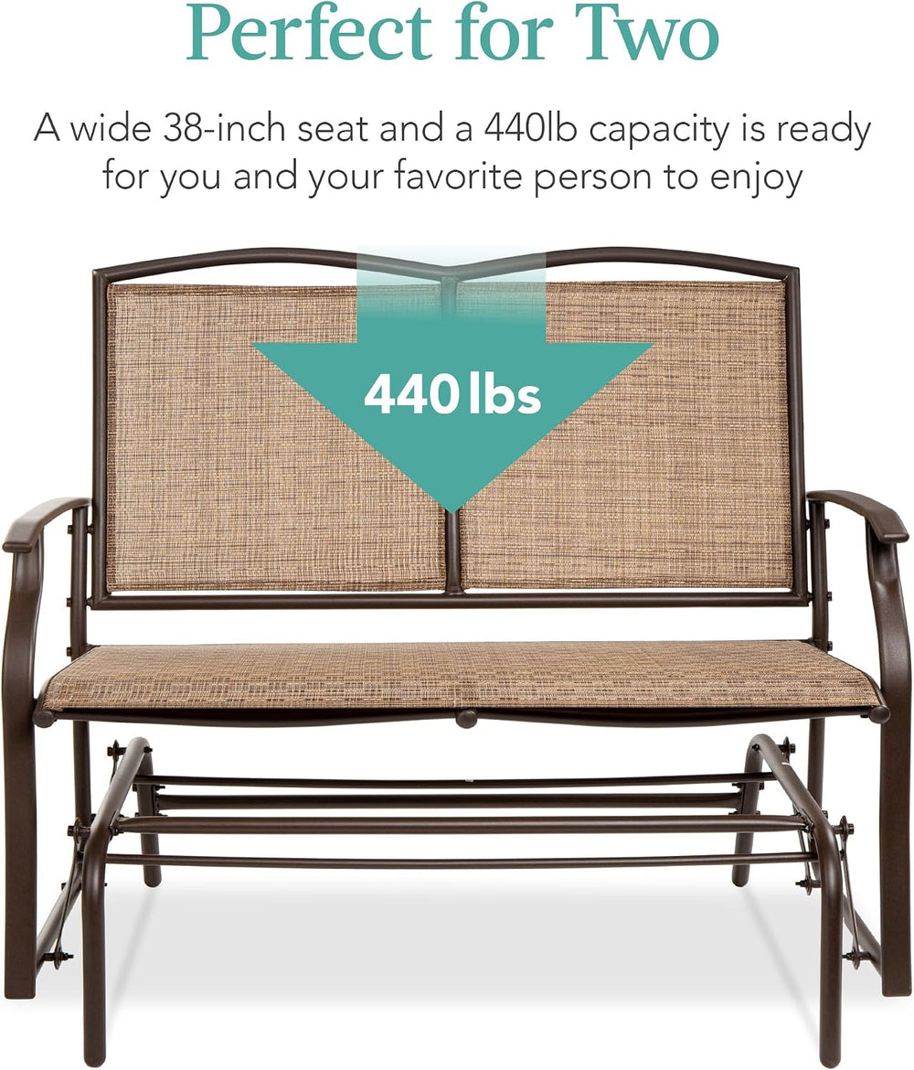 Best Choice Products 2-Person Outdoor Patio Swing Glider Steel Bench Loveseat...