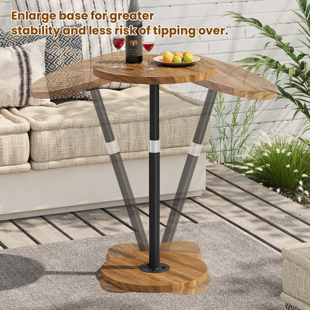 Asgolion Round Small Side Table, Adjustable-Height Drink Table | Pedestal Mar...