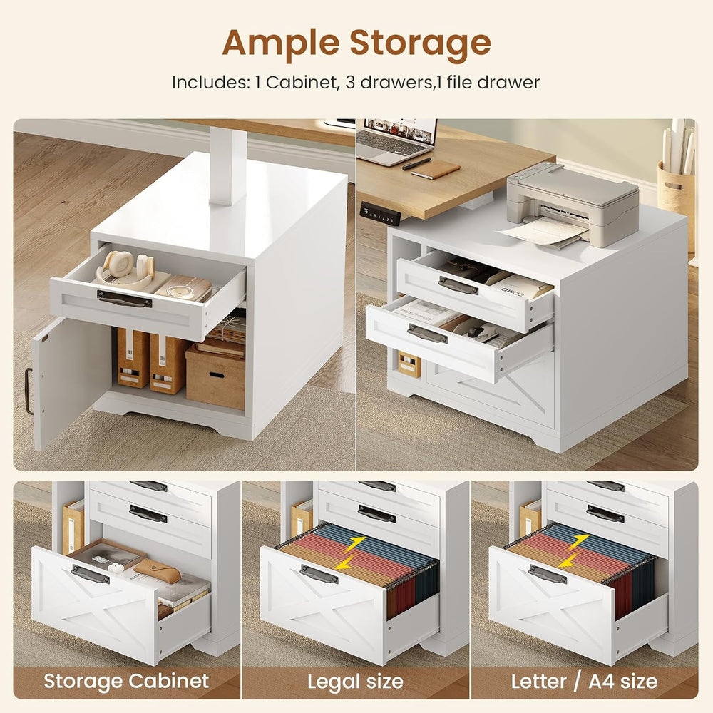 SEDETA Farmhouse L Shaped Standing Desk, 70.1" x 73.2" Height Adjus...