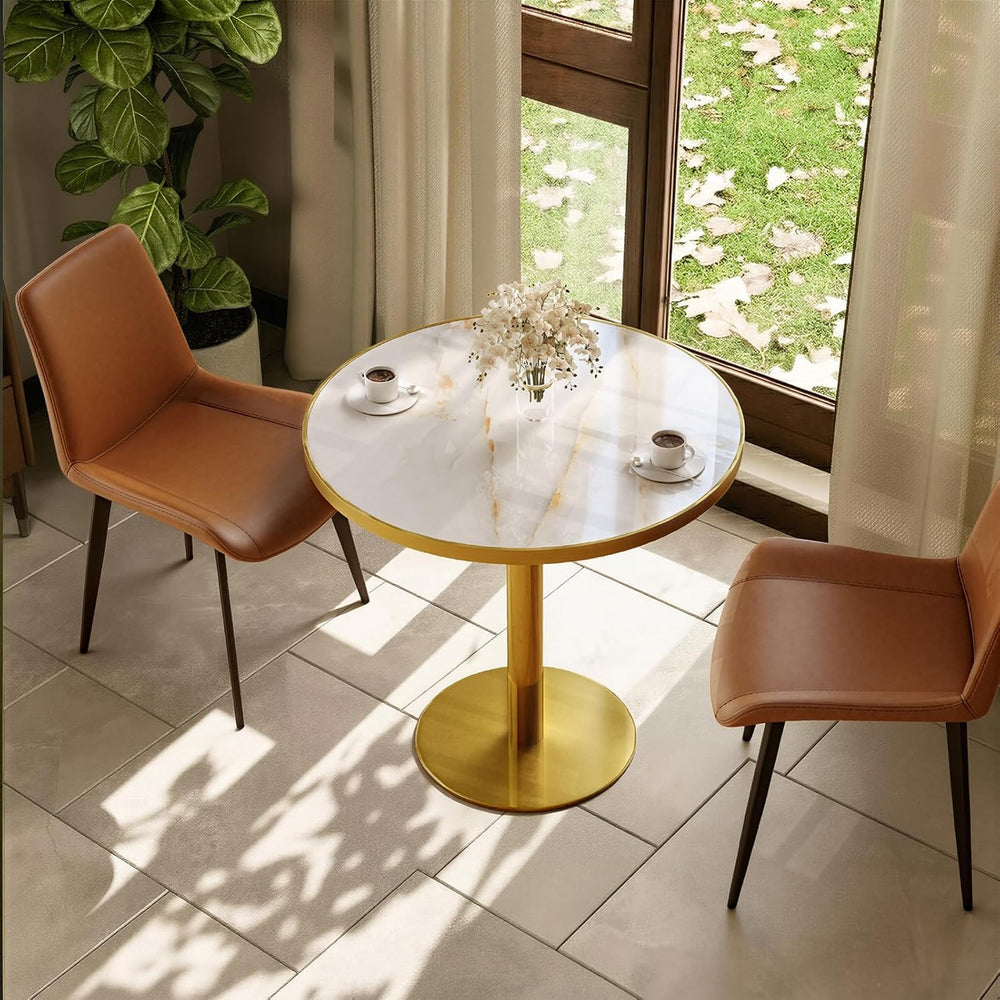 31.5" Round Tulip Table with 1.2" Thick Gold Vein Onyx Sintered Sto...