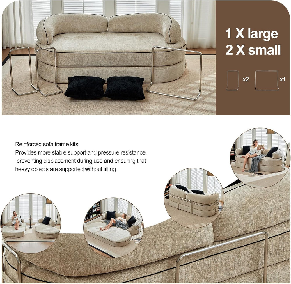 4-in-1 Folding Convertible Sofa Bed, 78 Inch Compression Oversized Corduroy U...