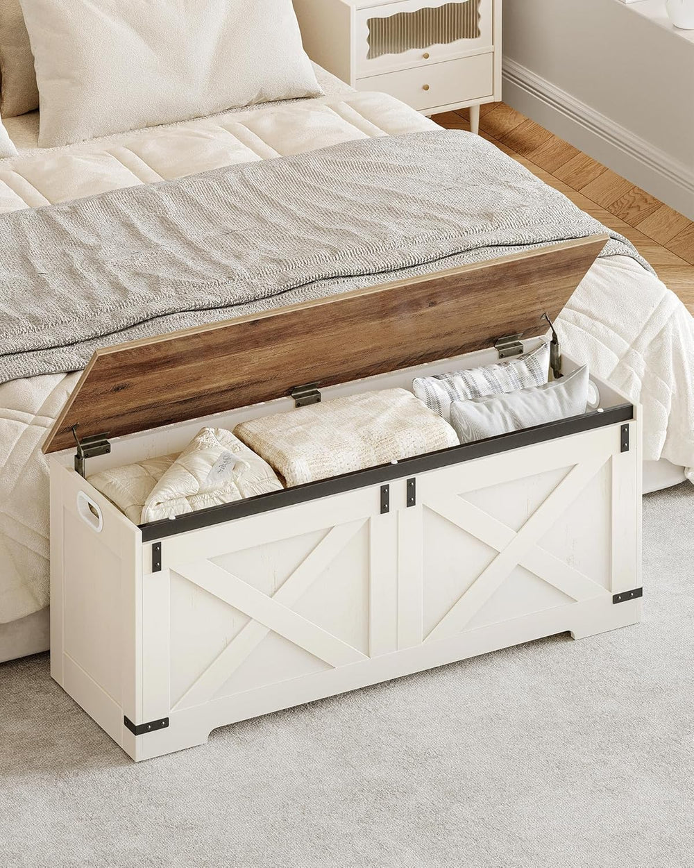 Hzuaneri 47" Farmhouse Storage Chest and Bench | 59 Gal | 330lb Seat | F...