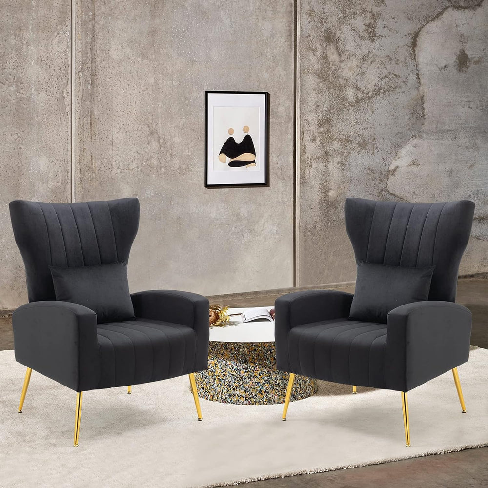 ZJhome Modern Living Room Chairs Velvet Accent Chair Armchair with Lumbar Pil...