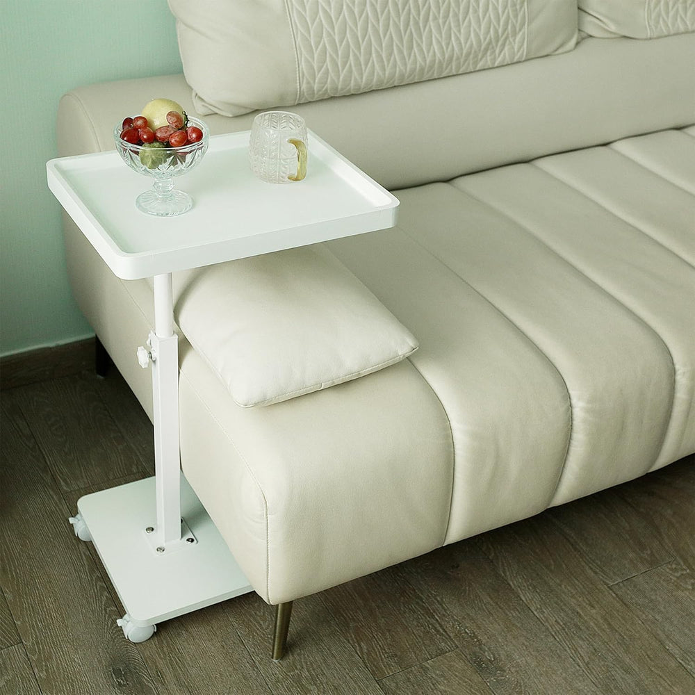 YYW Adjustable C-Shaped End Table with Removable Wheels & Convertible Bas...