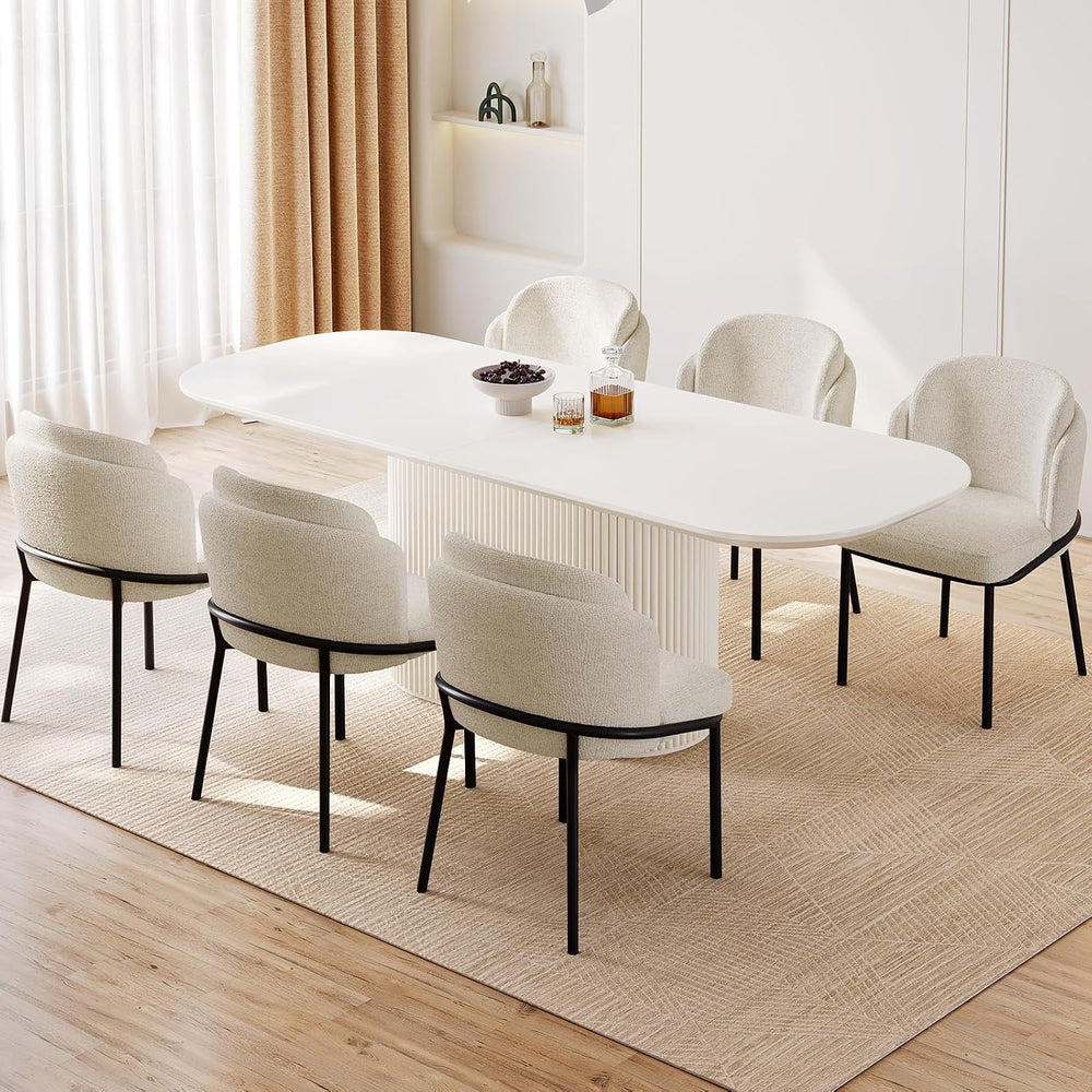 86" Oval Dining Table with 6 Chairs, Modern Kitchen Table Set, Luxury Re...