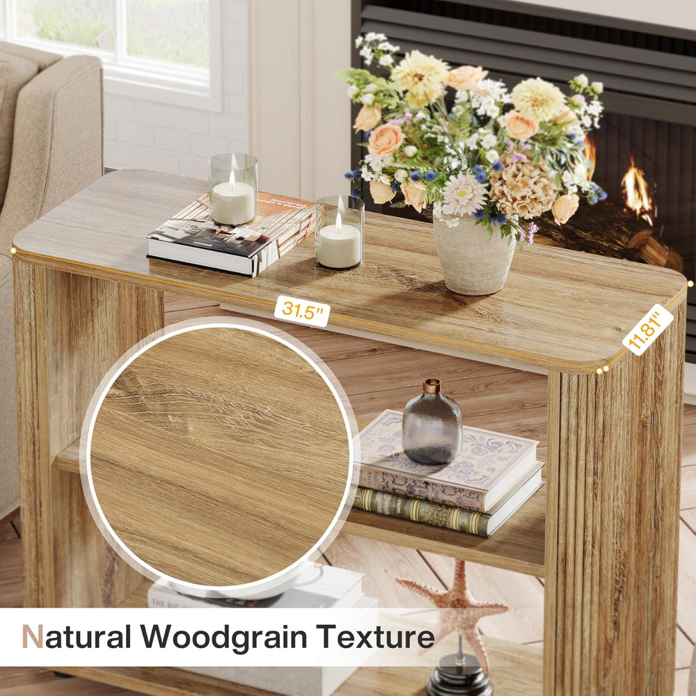 Tribesigns Narrow Side Table, 3-Tier End Table for Living Room, Small Fluted ...
