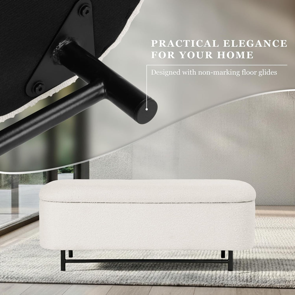 HomePop Ellipse Modern Storage Bench with Metal Legs |Homepop Home Décor|Benc...