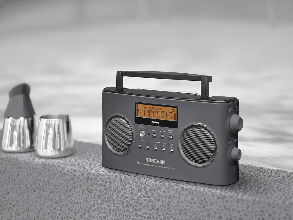 Sangean PR-D15 Digital Portable Stereo RDS Receiver Gray