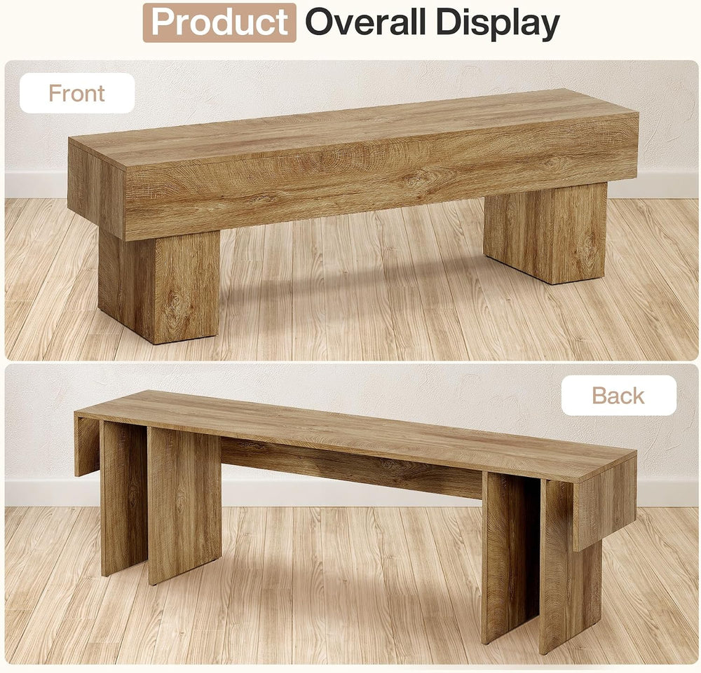Tribesigns 63" Long Entryway Bench, Rustic Farmhouse End of Bed Bench, W...