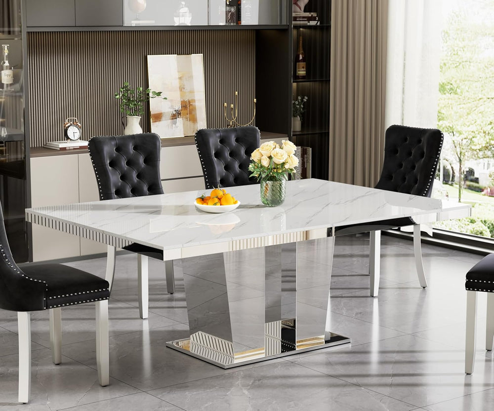 94 inch Extendable Dining Table for 6 8 10, Modern Expandable Kitchen Table w...