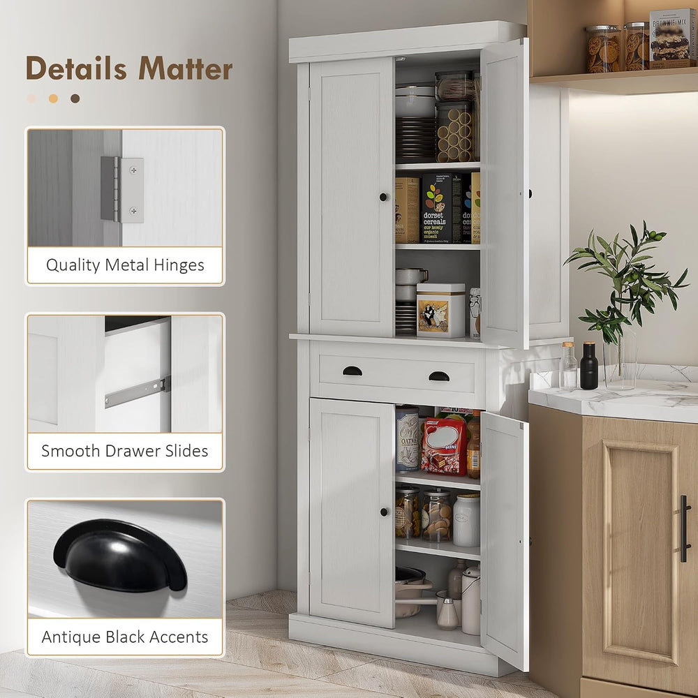 30" D*16" W*72.5" H Freestanding Kitchen Pantry with Drawer, 4...