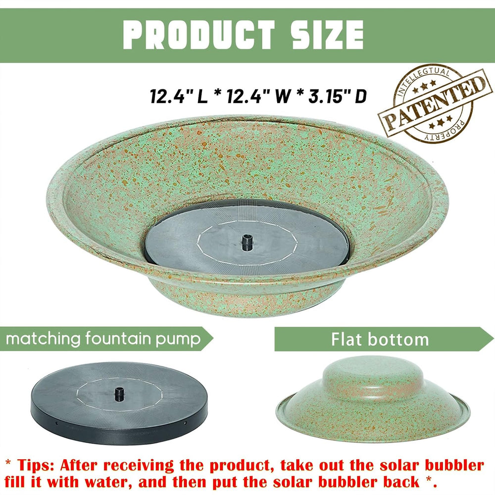Solar Fountain Bird Bath, Metal Bird Bath Bubbler,Bird Bath Bowl