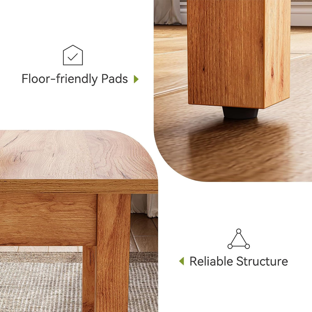 LITTLE TREE 39 Inches Square Dining Table for 4 People, Brown Wooden Kitchen ...