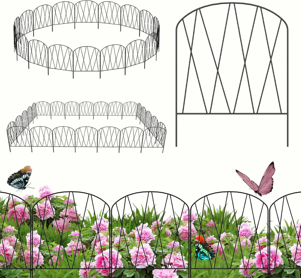 24 Packs Decorative Garden Fence 24.8ft (L) x 15.9in (H) Garden Fencing Panel...