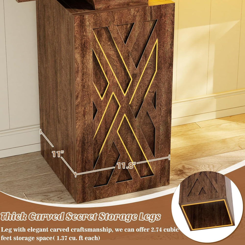 iSunirm 63 Long Thick Entryway Table with Hollow Carved Storage Legs, 400+ lb...