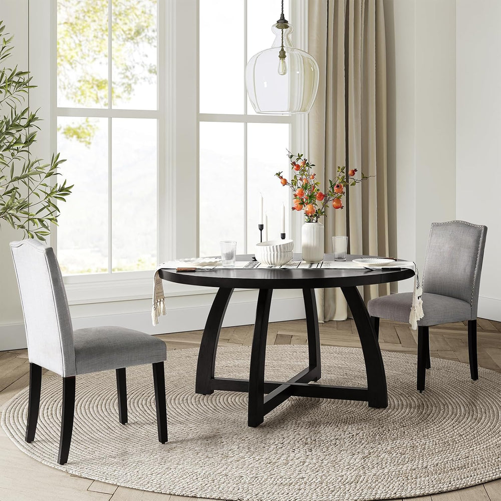 HULALA HOME 54 inch Round Dining Table for 6 People,Mid-Century Modern Solid ...