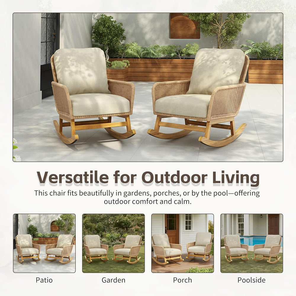 Christopher Knight Home Nadine Patio Rocking Chair, Wicker Rocker, Wood Leg R...